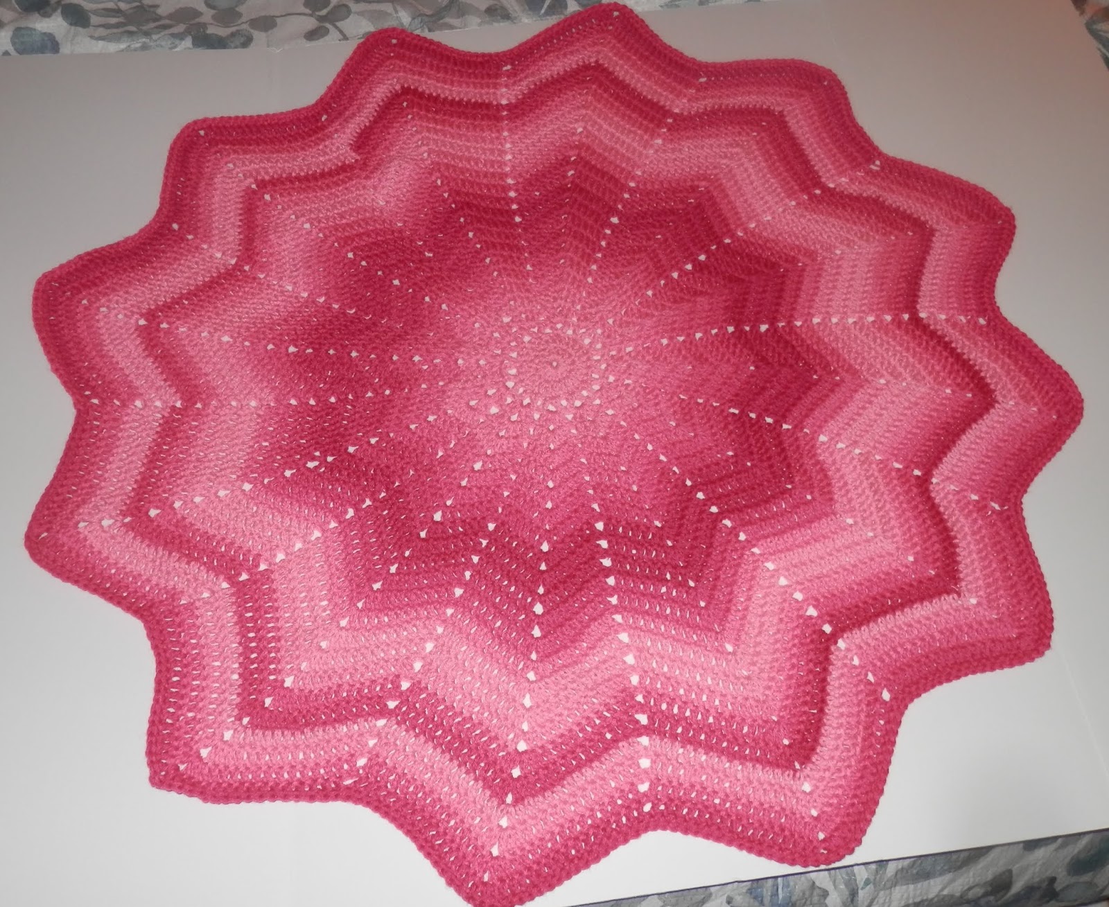 Karens Crocheted Garden of Colors 12 Point Round Ripple Baby Blanket